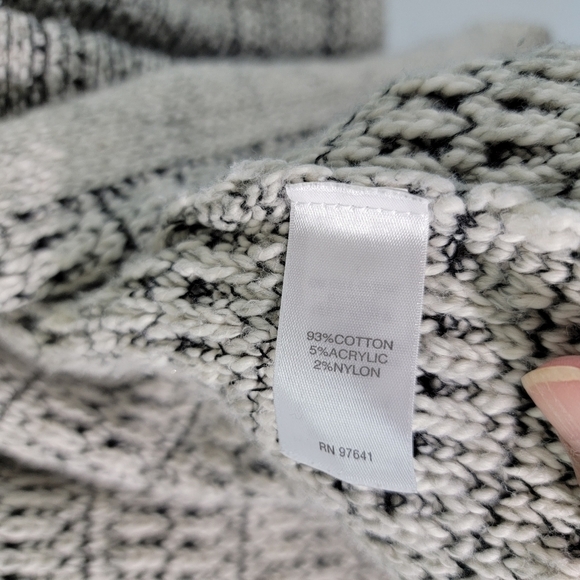 Pure Jill Women's Gray/Black Striped Open Cardigan Sz L Cable Knit Lagenlook - Picture 10 of 12